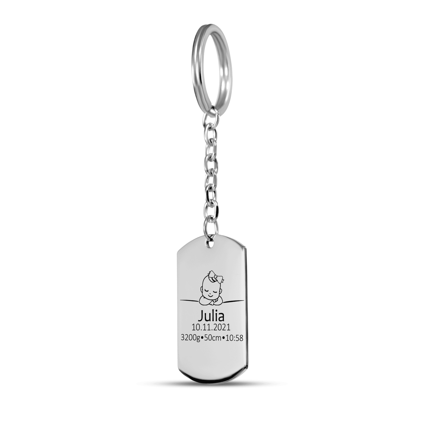 Baby Birth Details Tag Keychain