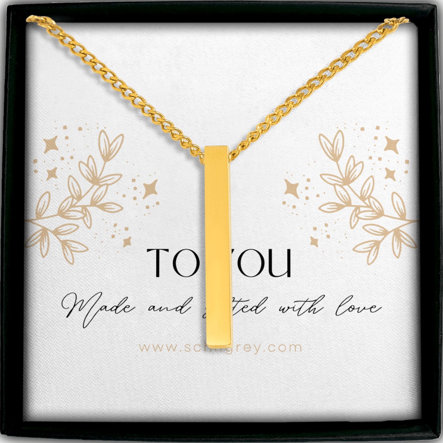 Cuban 3D Bar Necklace - Custom Design