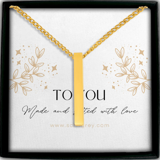 Cuban 3D Bar Necklace - Custom Design