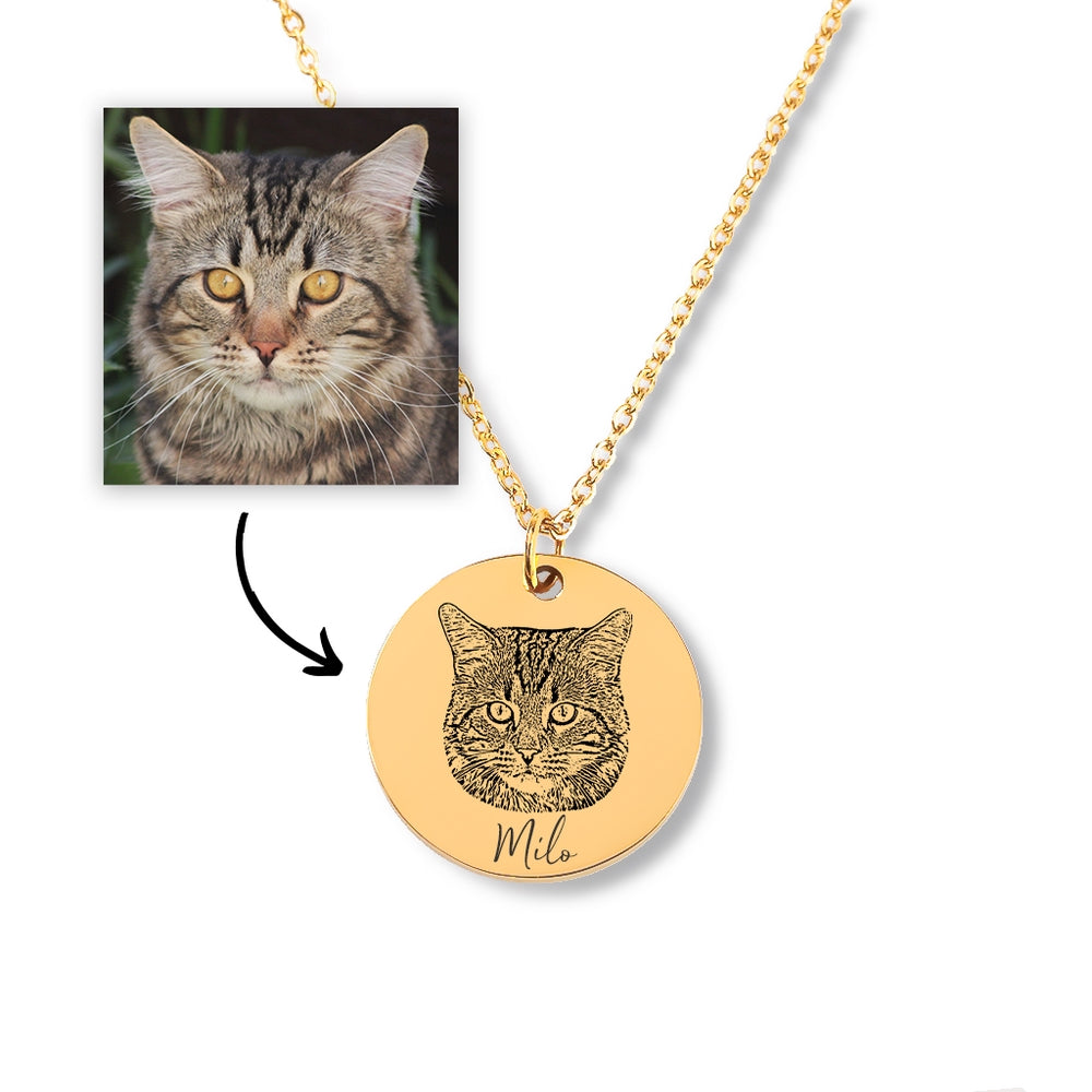 Cat Portrait Necklace - SchilGrey Vault OwnPrint Jewelry Cat Portrait Necklace Custom Jewelry, Personalized Jewelry