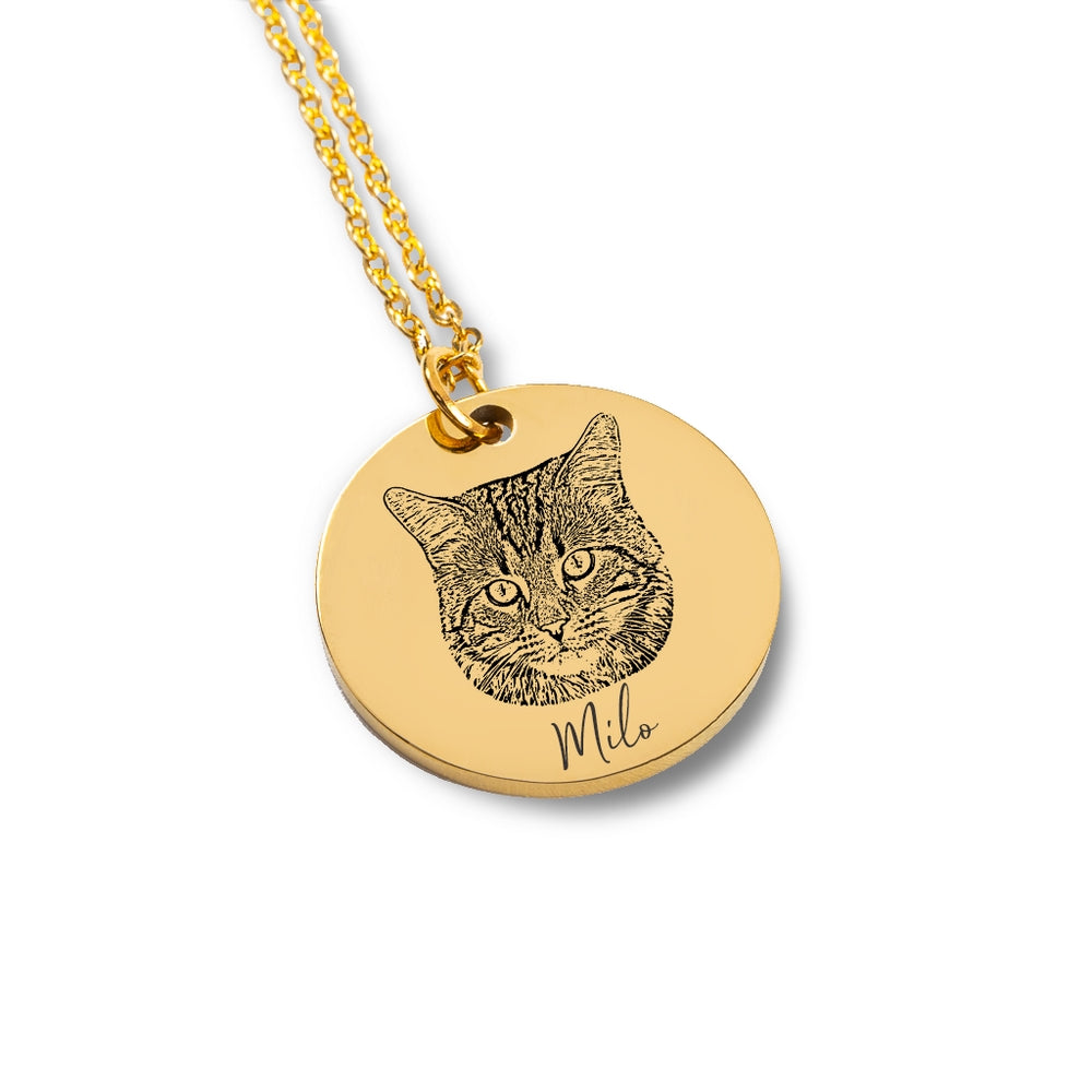 Cat Portrait Necklace - SchilGrey Vault OwnPrint Jewelry Cat Portrait Necklace Custom Jewelry, Personalized Jewelry