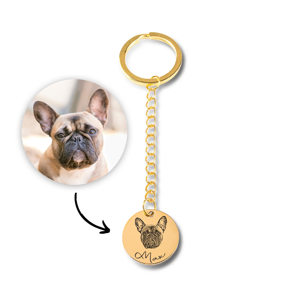 Pet Portrait Keychain - SchilGrey Vault OwnPrint Jewelry Pet Portrait Keychain Custom Jewelry, Personalized Jewelry