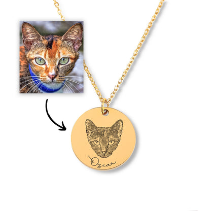 Cat Portrait Necklace - SchilGrey Vault OwnPrint Jewelry Cat Portrait Necklace Custom Jewelry, Personalized Jewelry