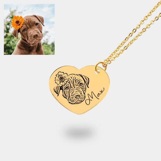 Pet Portrait Heart Necklace - SchilGrey Vault OwnPrint Jewelry Pet Portrait Heart Necklace Custom Jewelry, Personalized Jewelry